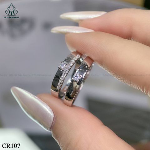 CR107 Nhẫn đôi đá vuông