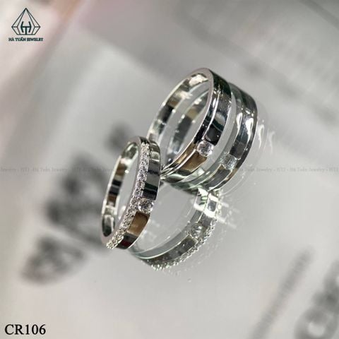 CR106 Nhẫn đôi đá vuông