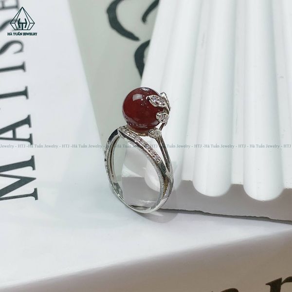  RS008 NHẪN ĐÁ GARNET ĐỎ 