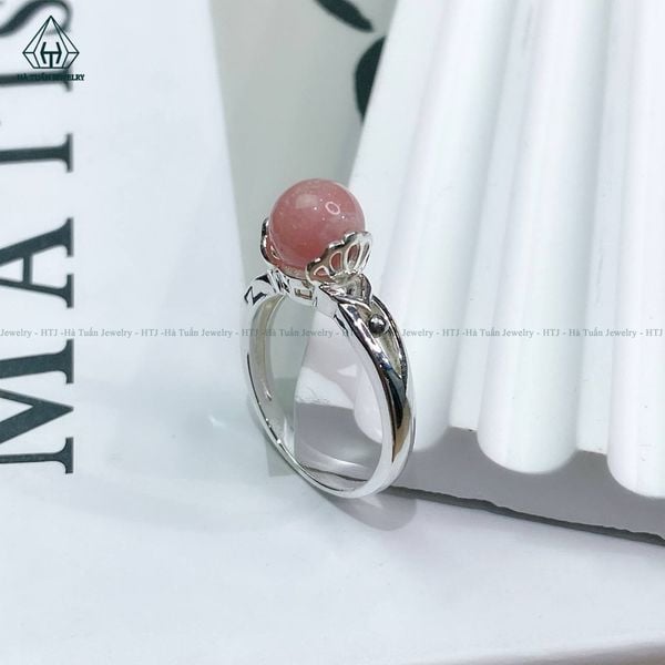  RS009 NHẪN ĐÁ ĐÀO HOA 