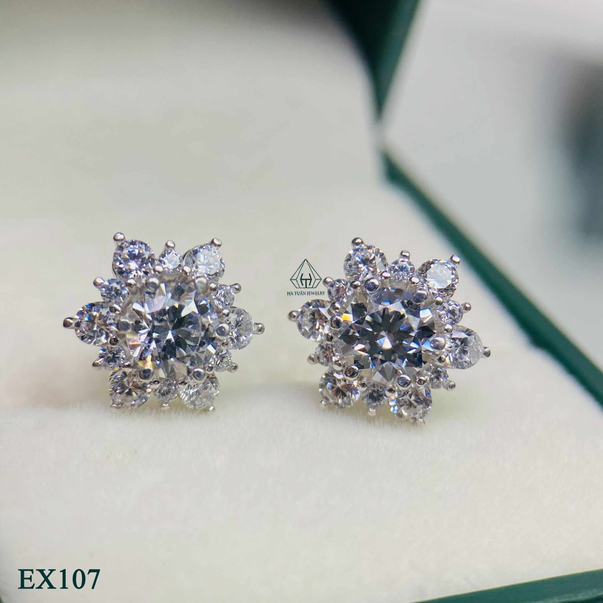  EX107 5.4mm Bông tai hoa hai viền tấm sole 