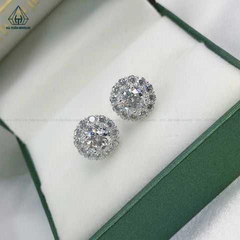 EX076 5mm Bông tai tròn 2 tầng 14 cánh
