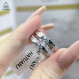  CR143 Nhẫn đôi 2 viền đá lệch 