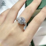 RX369 6.3mm Nhẫn nữ phối tấm tròn + baguette 