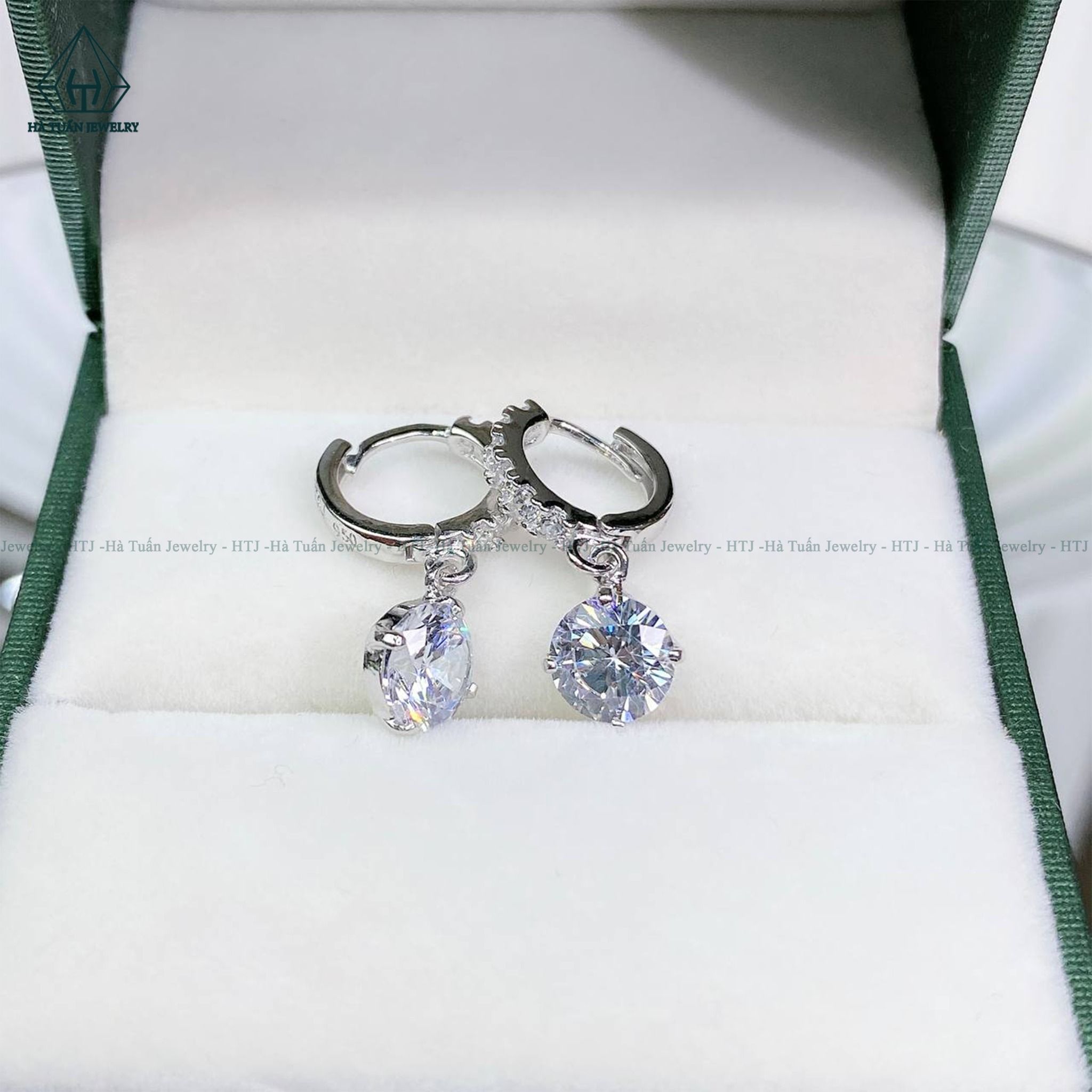  EX180 Bông tai hoa đá treo 