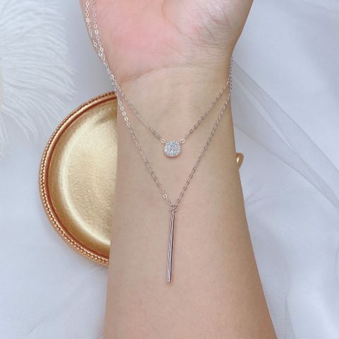 Dây chuyền đôi mặt tròn đá N337