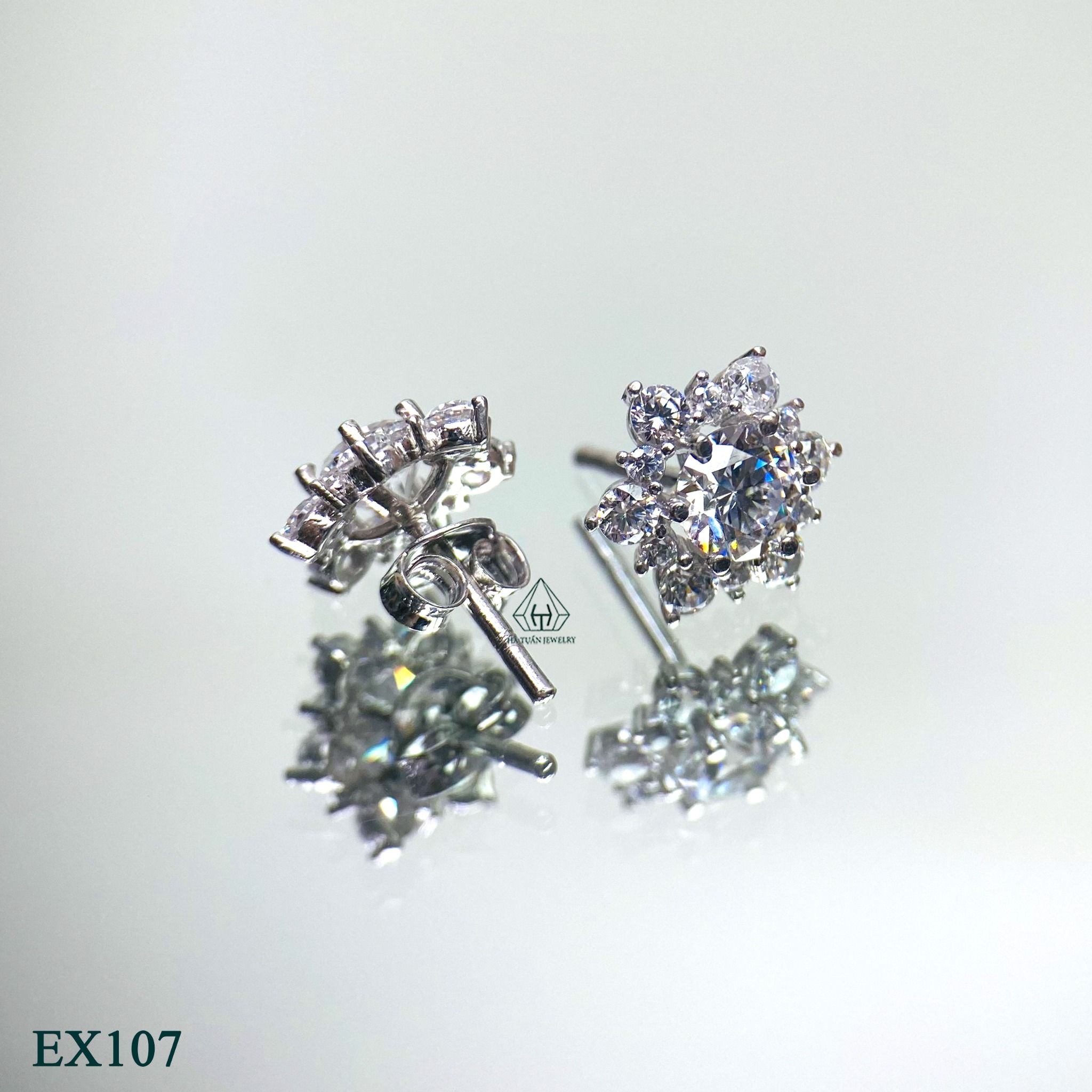  EX107 5.4mm Bông tai hoa hai viền tấm sole 