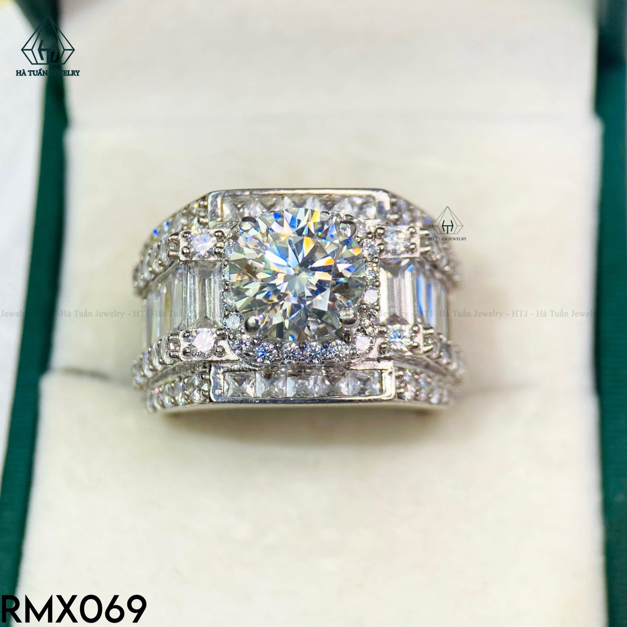  RMX069 9mm Nhẫn nam viền baguette 