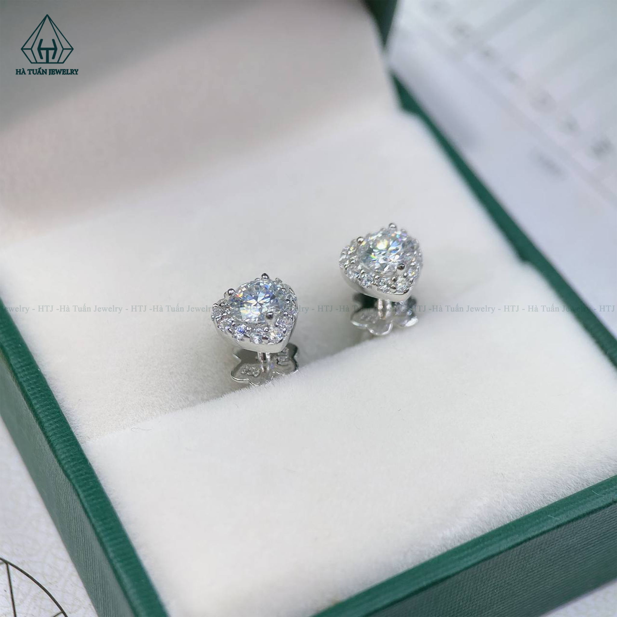  EX063 FULL MOIS 4.5mm Bông tai tim viền tấm 