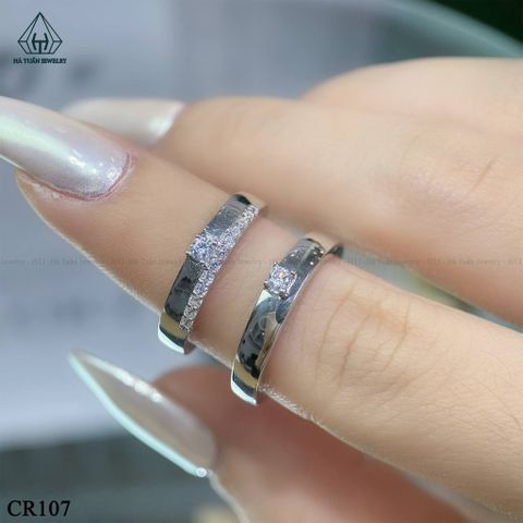 CR107 Nhẫn đôi đá vuông