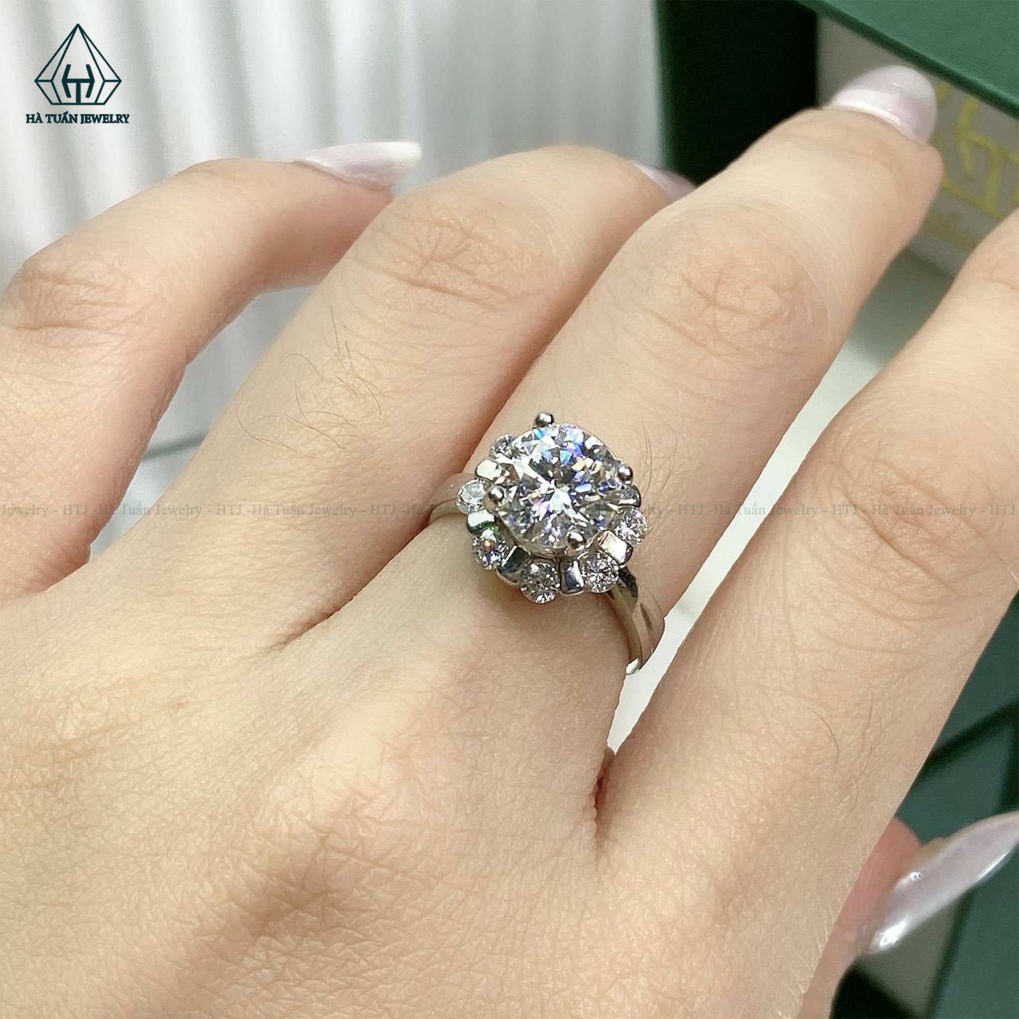  RX164 8mm Nhẫn nữ đai trơn viền tấm hoa 