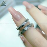  CR143 Nhẫn đôi 2 viền đá lệch 