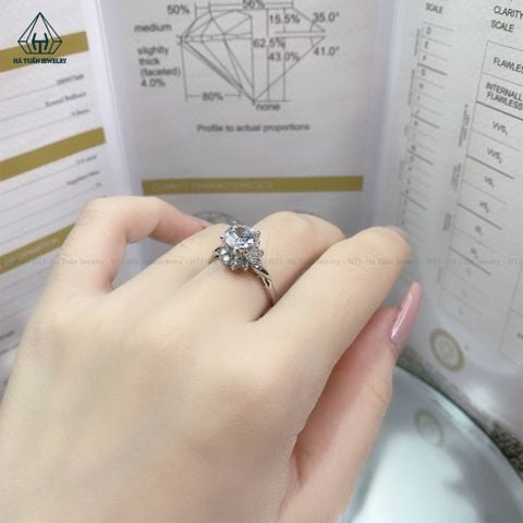 R736 Nhẫn viền xoắn hoa đá