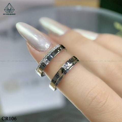 CR106 Nhẫn đôi đá vuông