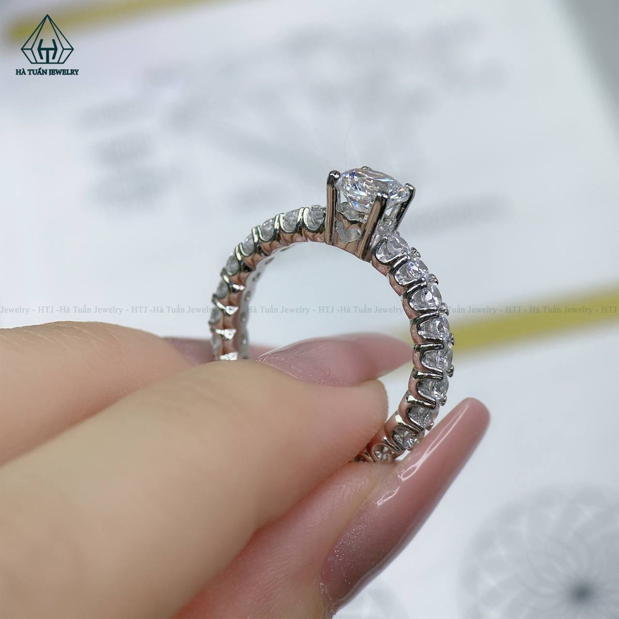  R405 6.5mm Nhẫn đá cao full đá 