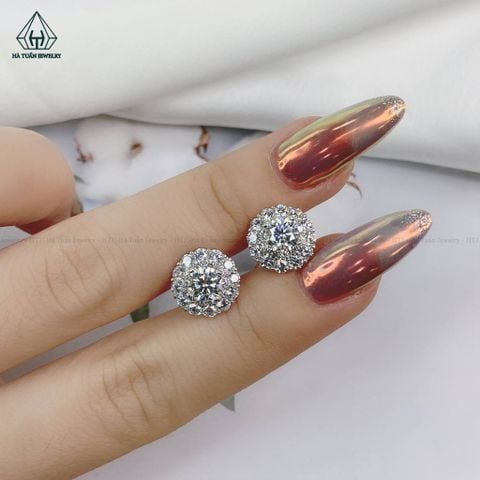 EX076 5mm Bông tai tròn 2 tầng 14 cánh