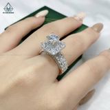  RX363 6.3mm Nhẫn nữ viền vuông phối baguette 