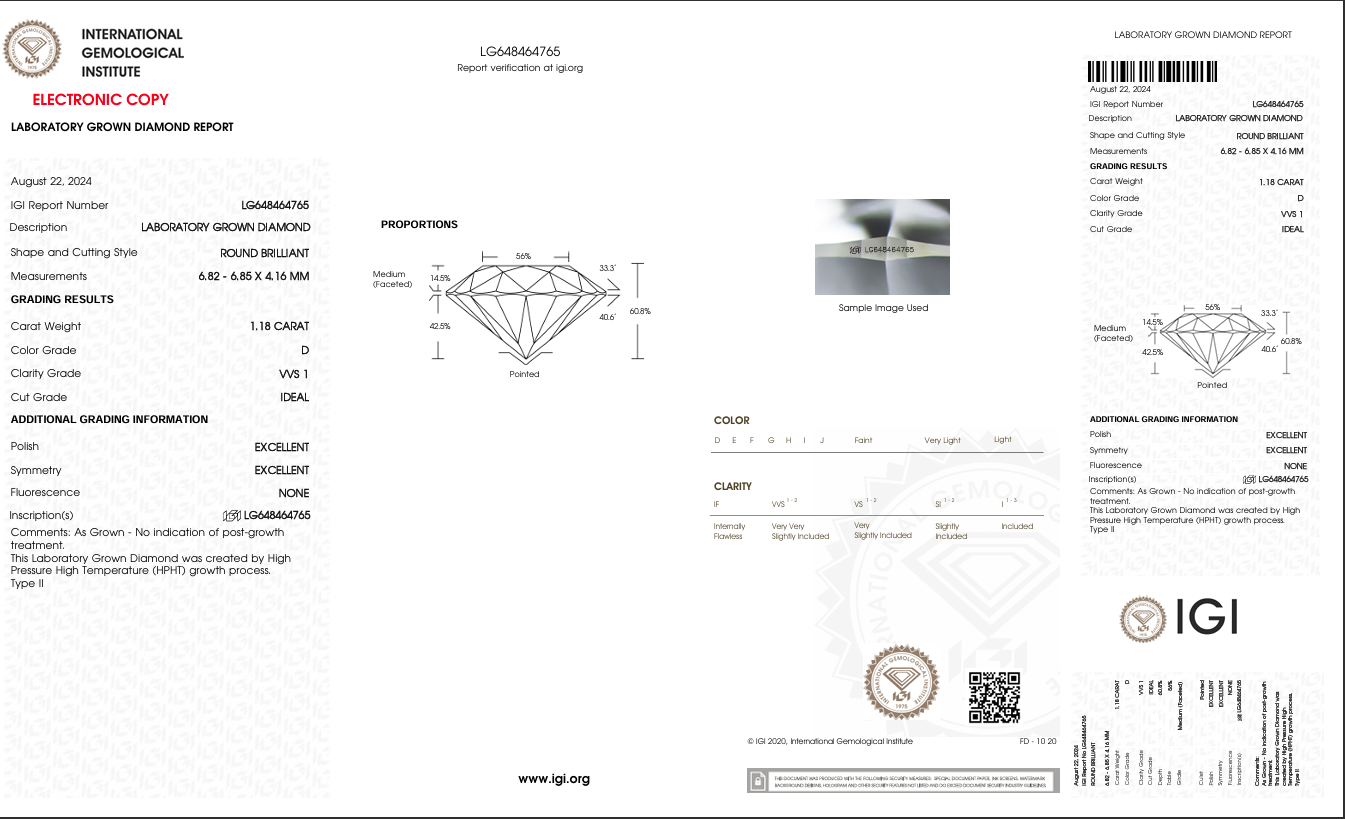  LDI68 Kim cương nuôi cấy 6.8mm-IGI LG648464765 