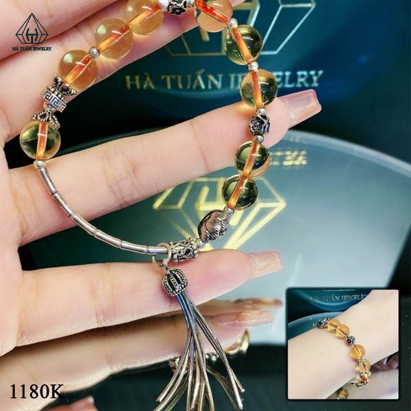  SC021 VÒNG ĐÁ T.A VÀNG PHỐI CHARM HOA 