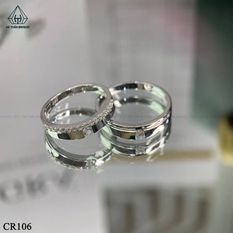 CR106 Nhẫn đôi đá vuông