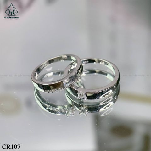 CR107 Nhẫn đôi đá vuông