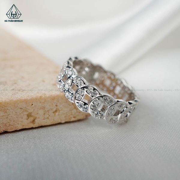  RX296 Nhẫn kim tiền Đá CZ 