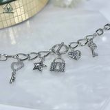  B793 Lắc 5 charm khoá tim sao 