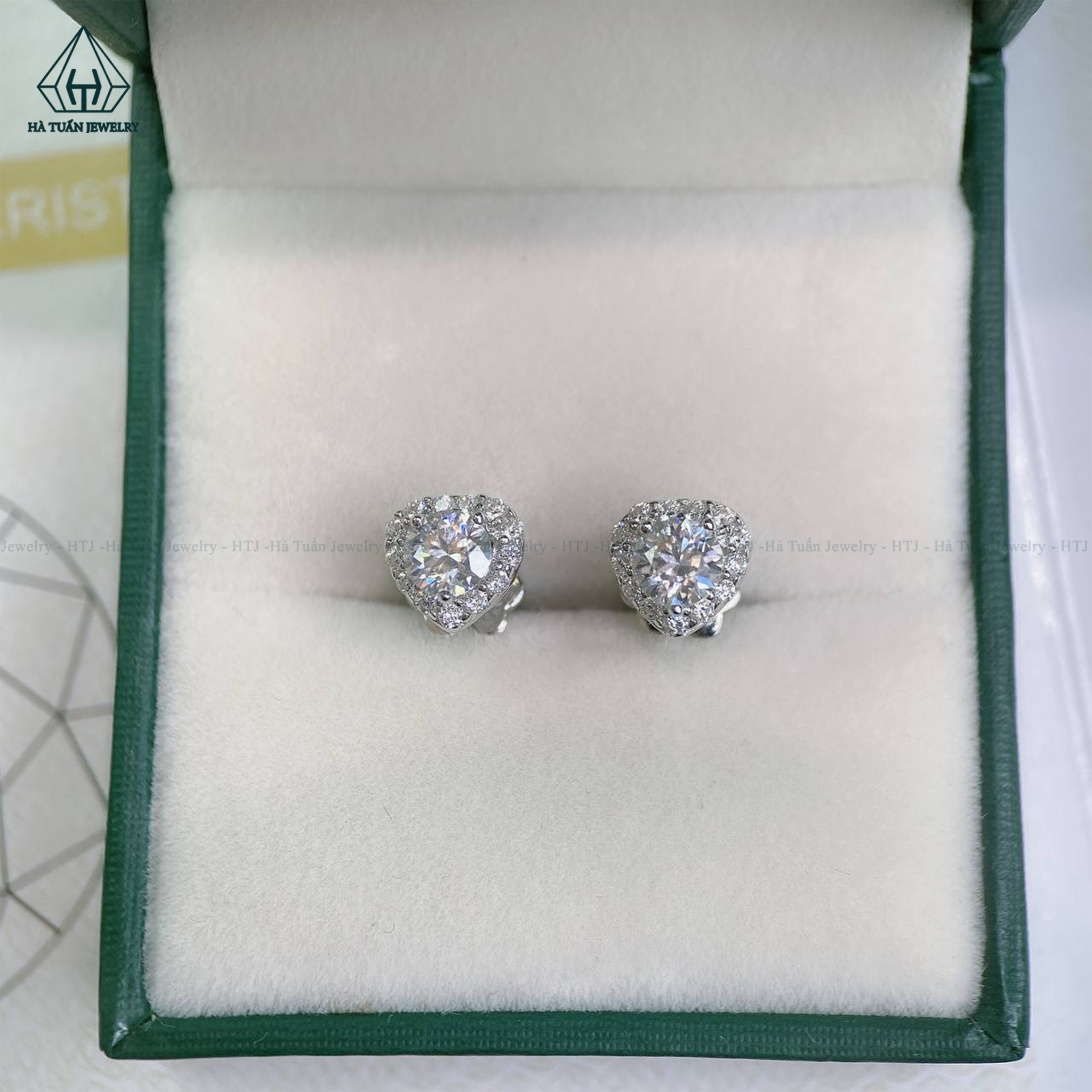  EX063 FULL MOIS 4.5mm Bông tai tim viền tấm 