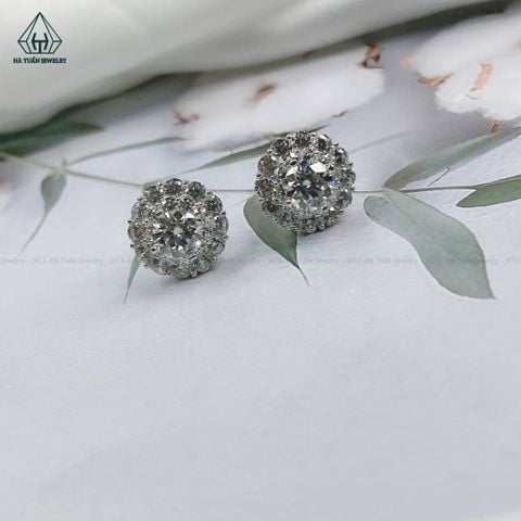EX076 5mm Bông tai tròn 2 tầng 14 cánh