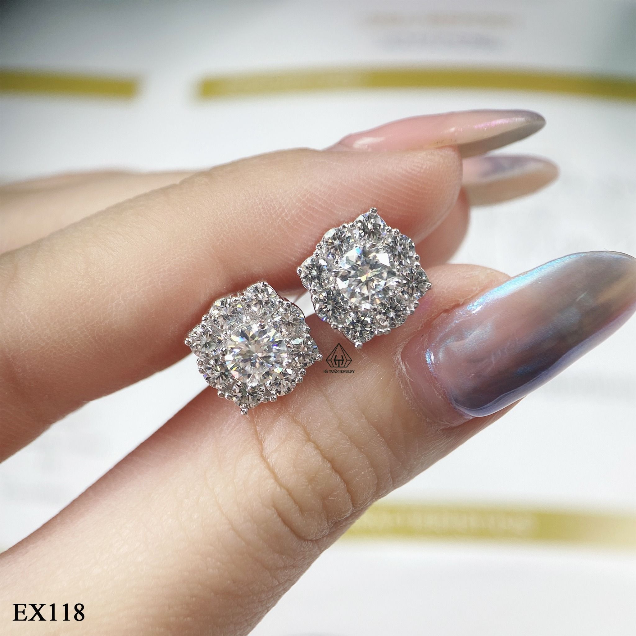  EX118 5mm bông tai viền vuông 