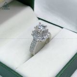  RX369 6.3mm Nhẫn nữ phối tấm tròn + baguette 