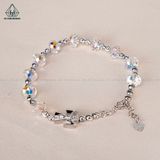  B802 Lắc tay pha lê 8mm thánh giá bạc 