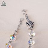  B802 Lắc tay pha lê 8mm thánh giá bạc 