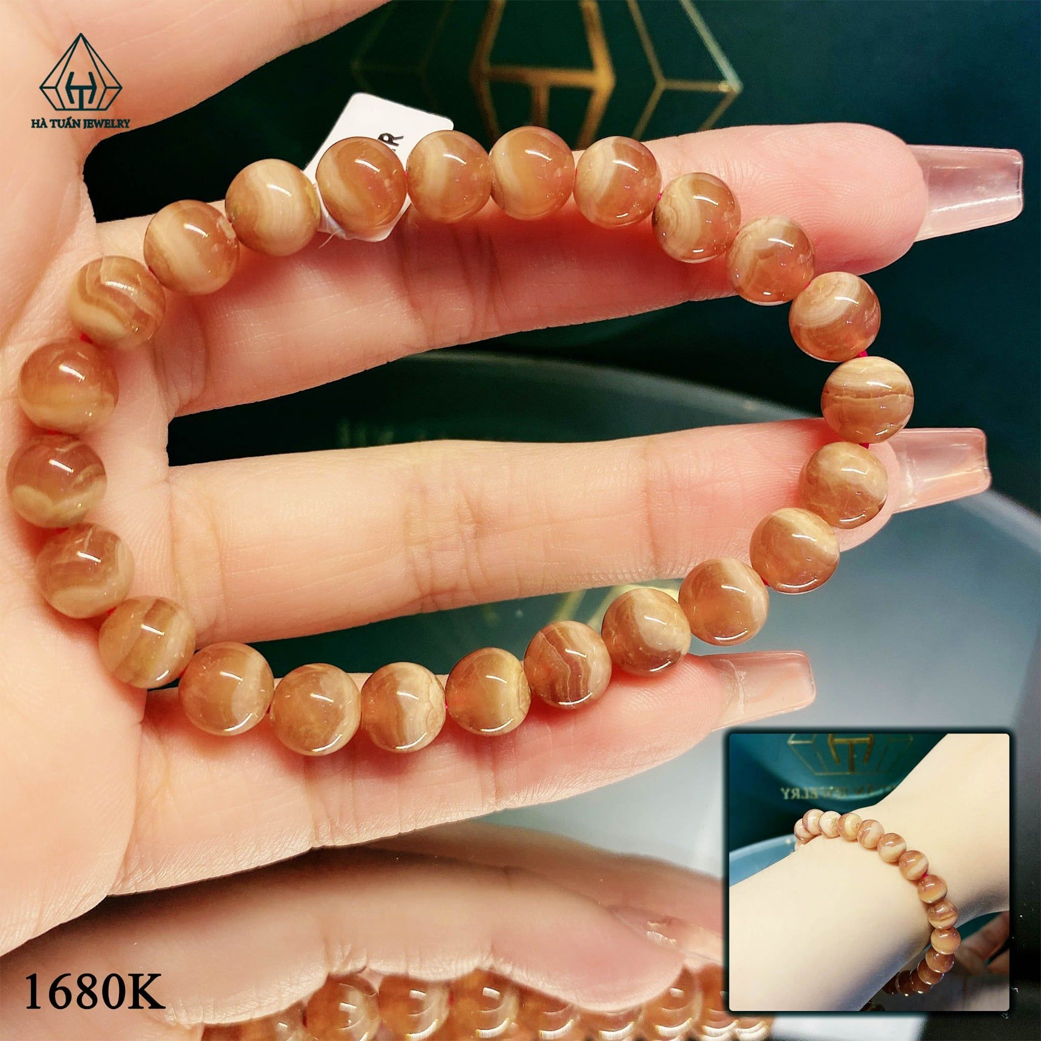  S044 VÒNG ĐÁ ĐÀO HOA MẬT ONG 