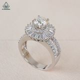  RX383 6.5mm Nhẫn nữ mặt tròn baguette 