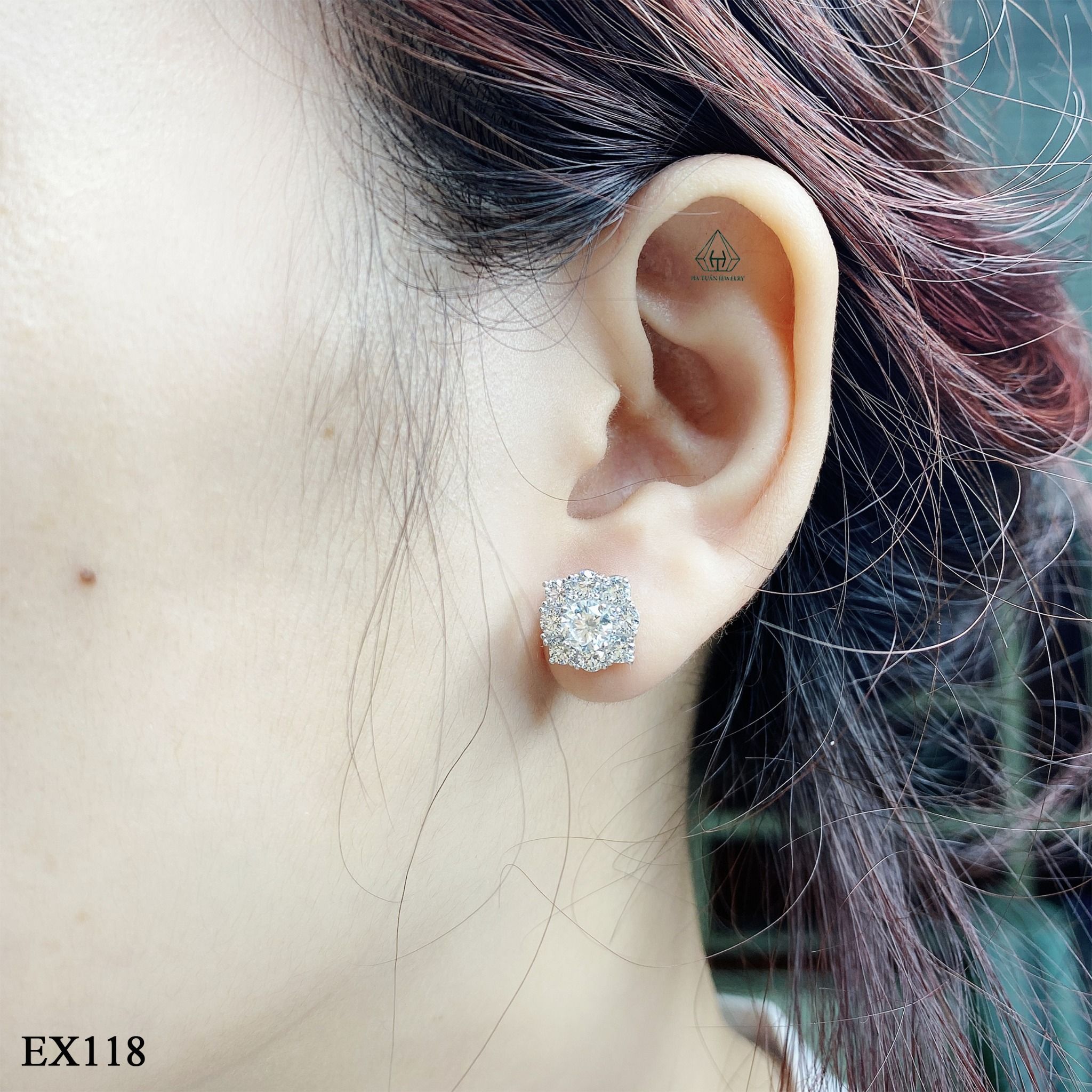  EX118 5mm bông tai viền vuông 