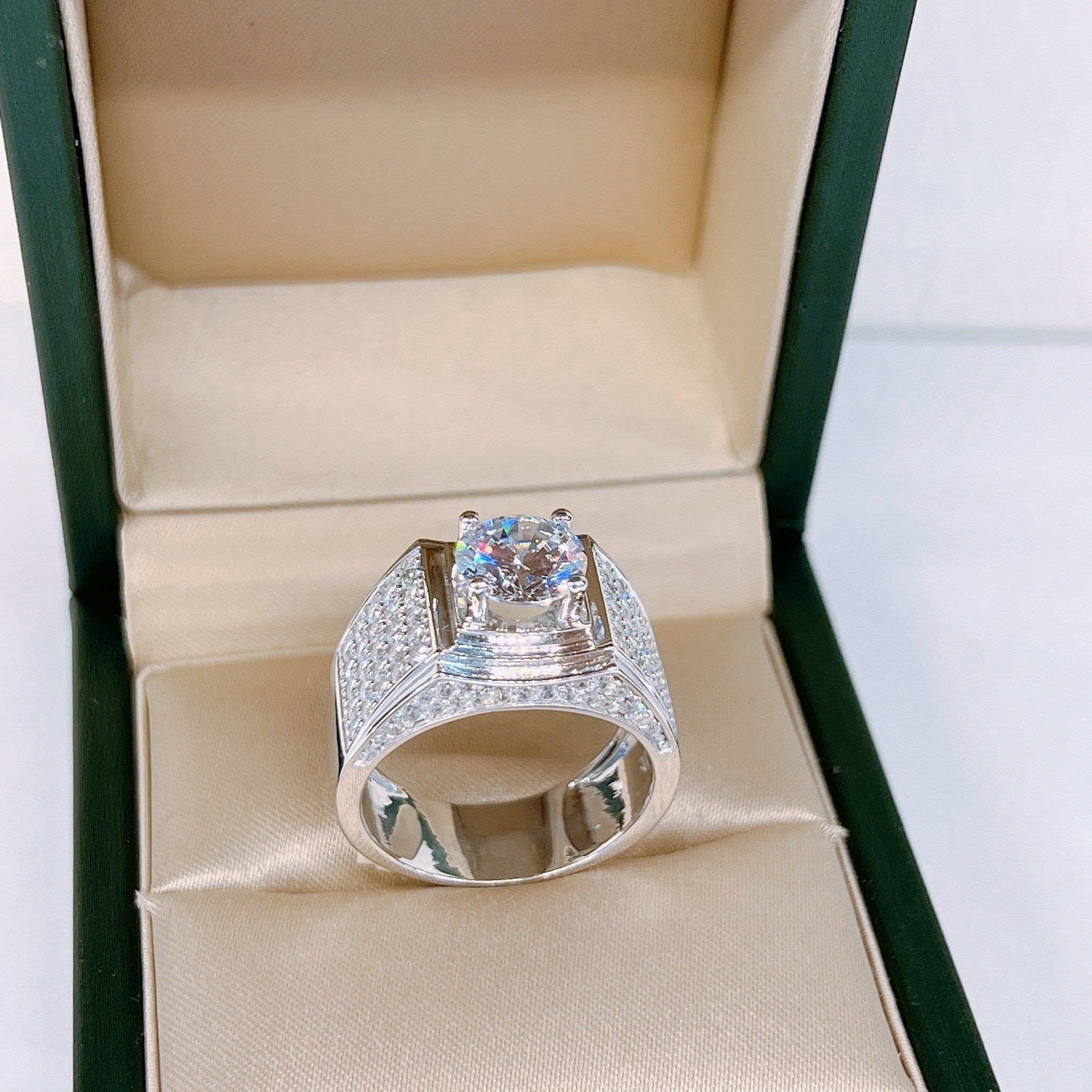  RMX071 9mm Nhẫn nam viền trơn vành đá 