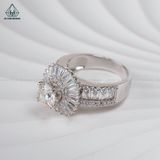  RX383 6.5mm Nhẫn nữ mặt tròn baguette 