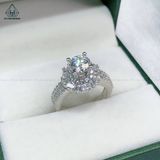  RX369 6.3mm Nhẫn nữ phối tấm tròn + baguette 