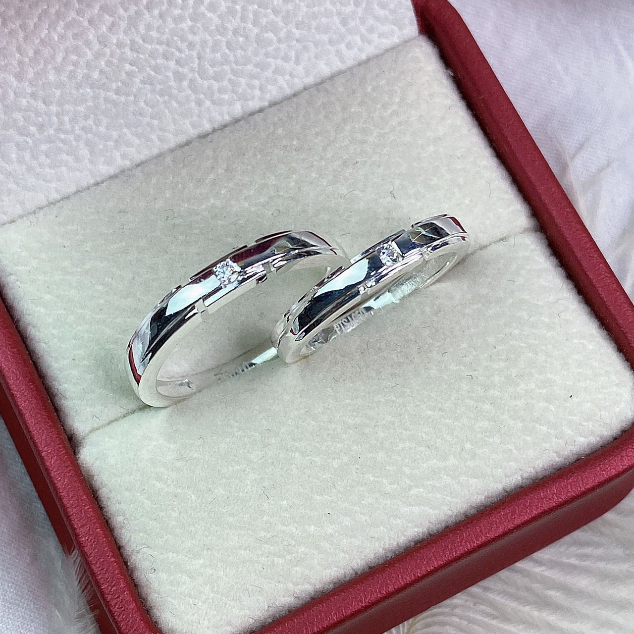  Nhẫn đôi trơn 1 đá CR141 