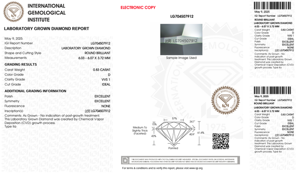  LDI60 Kim cương nuôi cấy 6mm-IGI LG704507912 