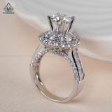  RX464 7.5mm Nhẫn nữ phối tấm tròn + princess 