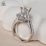  RX464 7.5mm Nhẫn nữ phối tấm tròn + princess 