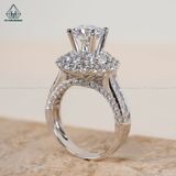  RX464 7.5mm Nhẫn nữ phối tấm tròn + princess 