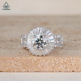  RX383 6.5mm Nhẫn nữ mặt tròn baguette 