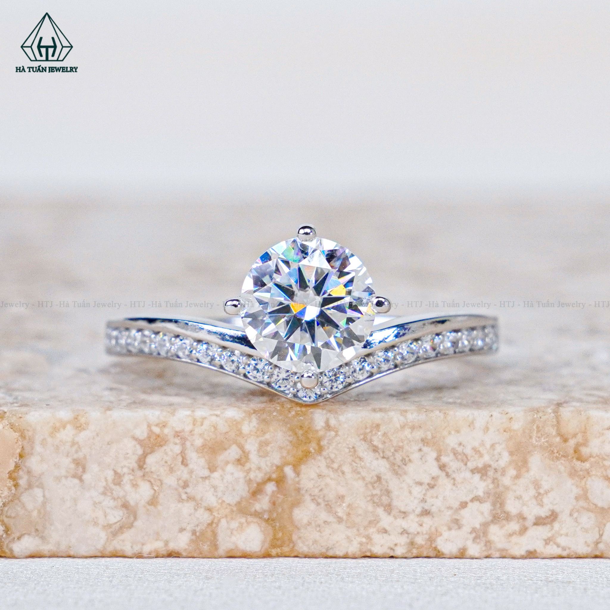  RX551 6.5mm Nhẫn nữ vương miện viền bạc 