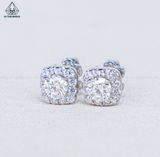  EX014 Chủ Mois 3.6mm Bông tai hoa viền vuông 