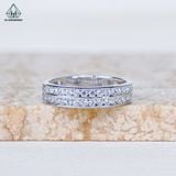  R986 Nhẫn nữ nửa hàng đá 2 vành 