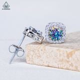  EX481 Bông tai vuông chủ Mois xanh dương 5mm (không mã cạnh) 
