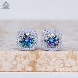  EX481 Bông tai vuông chủ Mois xanh dương 5mm (không mã cạnh) 